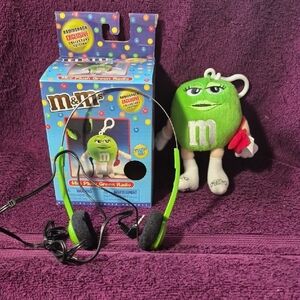 M&M's Green Plush Radio with Headphones Kids Collectors